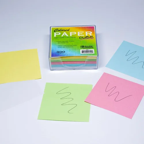 Vista 5 de BAZIC Products Cubo de papel de color de 300 unidades con bandeja, para escuela, oficina, hogar