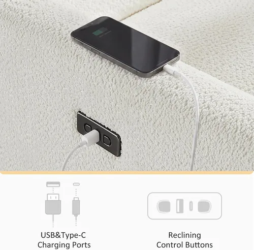 Vista 5 de VANOMi Silla reclinable mecedora eléctrica, deslizador giratorio de 270° Blanco