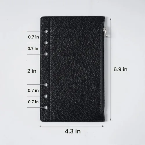 Vista 2 de Moterm Flyleaf con cremallera para organizador personal, con ranuras para tarjetas (péble-negro)