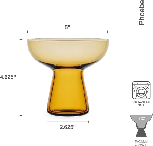 Vista 3 de Mikasa Phoebe Margarita - Juego de 4 vasos de cóctel, color ámbar