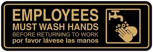 Vista 31 de Standard Employees Must Wash Hands - Letrero para puerta/pared, color negro, pequeño