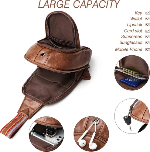Vista 4 de Riñonera de cuero para mujer, bolsa cruzada de viaje de moda