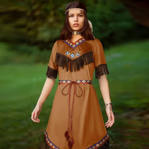 Vista 7 de Disfraz nativo de Halloween para mujer, disfraz de doncella india, princesa nativa, disfraz de cosplay