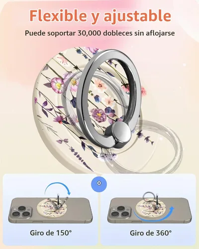 Vista 4 de Lotadilo Soporte magnético para anillo de teléfono, lindo soporte de agarre Púrpura