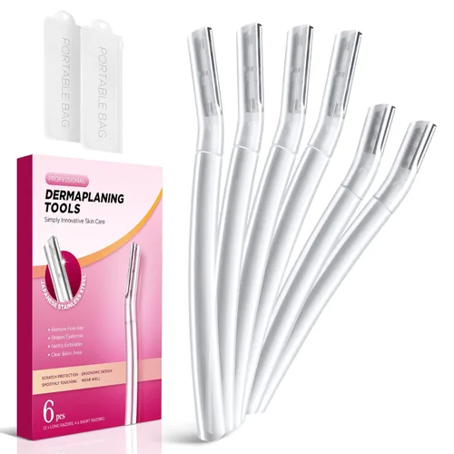 Vista 8 de SINAHET Herramienta de Dermaplaning (12 unidades), Maquinillas de Afeitar Faciales Profesionales para Mujer, Eliminación de Vello Facial y de Cejas