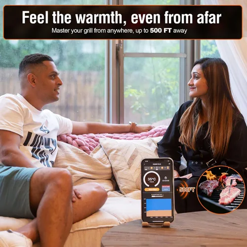 Vista 4 de Termómetro de Carne Premium Inalámbrico de 4 Sondas: Perfecto para Barbacoa, Horno, Parrilla. Aplicaciones para iOS y Android, Compatible con Apple