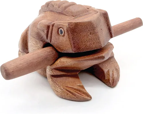 Vista 10 de BSIRI Rana de madera Rasp Instrumentos musicales de África Frog Rasp Super Guiro (6 pulgadas)