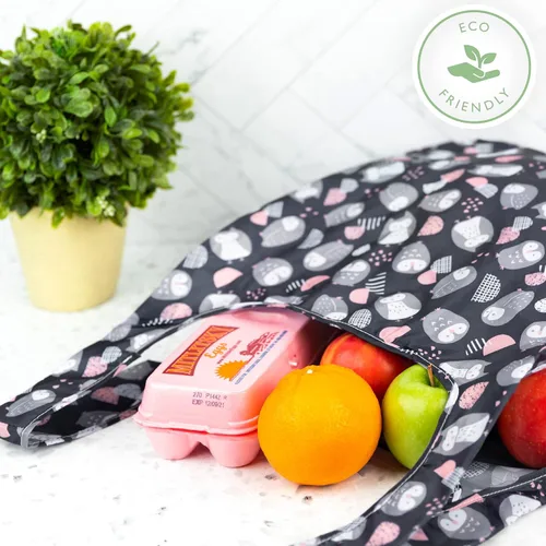 Vista 5 de Bolsas reutilizables para comestibles, paquete de 6 unidades, plegables, grandes bolsas de compras para el mercado Poliéster Ripstop, lavable