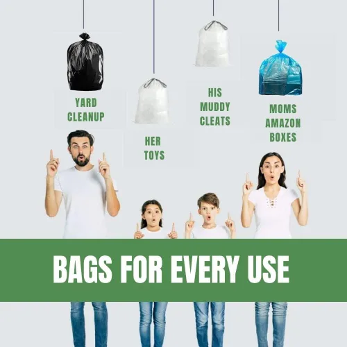 Vista 6 de Plasticplace Bolsas de reciclaje de 12-16 galones │ 1.2 mil │ Revestimientos para botes de basura azules con logotipo │ 24 x 31 pulgadas