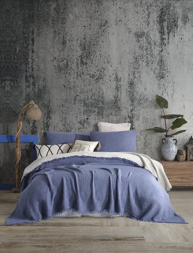 Vista 37 de Manta de gasa de algodón puro suave de 4 capas de 50 x 60 pulgadas, prelavada, sin flecos, manta de muselina ligera para uso multiusos y regalo Azul