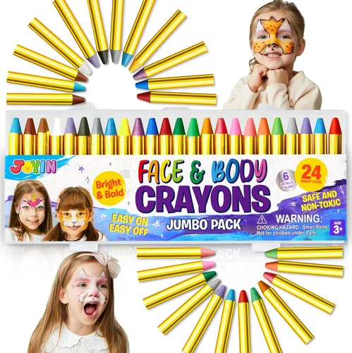 Vista 8 de 42 piezas de crayones de pintura para cara y cuerpo, kit de pintura facial XL seguro y no tóxico Paquete de fiesta definitivo que incluye 14