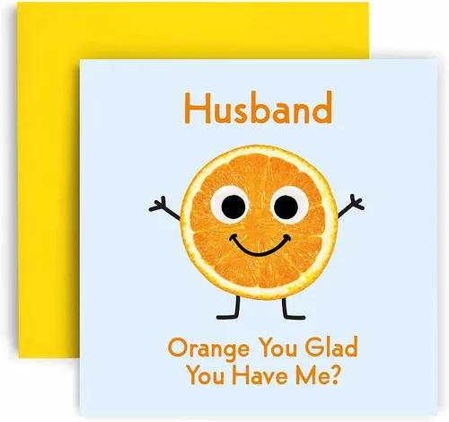 Vista 4 de Huxters Tarjetas de cumpleaños para hombres, tarjeta de cumpleaños naranja con texto en inglés "You Glad Brother" para él, divertida tarjeta del día