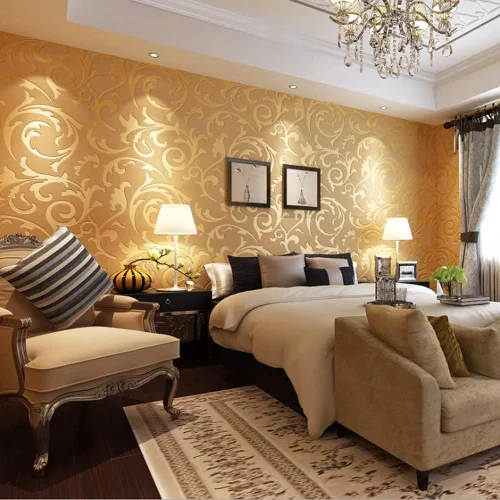 Vista 10 de Q QIHANG Moderno Simple 3D Estilo Europeo Veza Hoja Tela No Tejida Sala de estar TV Fondo No Pegado Papel pintado 1.73' Ancho x 32.8' L (Plata)