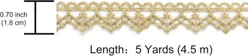 Vista 2 de Encaje bordado de costura con diseño de borla (#B19 Gold 5Yard)