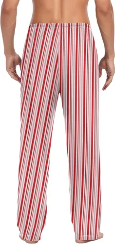 Vista 5 de Aslsiy Pantalones de pijama navideños para hombre de Candy Cane