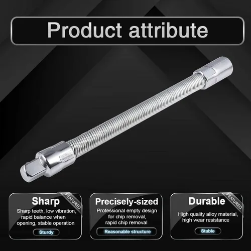 Vista 3 de KATUR Trinquete de extensión de enchufe flexible, vástago de 1/2 pulgada, 9.843 in de longitud, hecho de acero al cromo vanadio tratado térmicamente