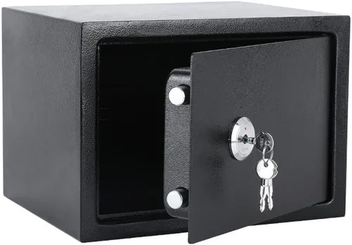 Vista 14 de Caja fuerte pequeña con llave/caja fuerte de alta seguridad/cerradura de acero segura/oficina en casa caja de almacenamiento para dinero