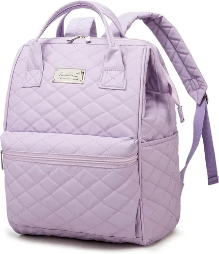 Vista 5 de Kinmac Mochila para laptop para mujeres y hombres, mochila de viaje de gran capacidad para computadora portátil de 15.6 pulgadas, Albaricoque