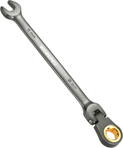 Vista 29 de WORKPRO Llave combinada de trinquete de 1/2 pulgada SAE, CR-V construida con cromado pulido espejo, diseño de 12 puntos, desplazamiento de 15 grados