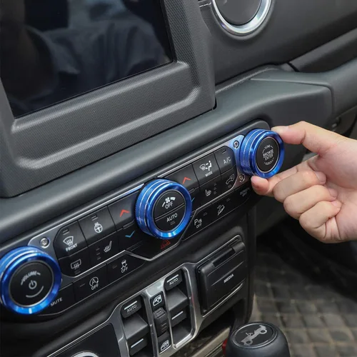 Vista 5 de JeCar - Cubierta de perilla de interruptor de aire acondicionado, de aleación de aluminio, compatible con Jeep Wrangler 2018-2023 JL JLU y 2020-2023