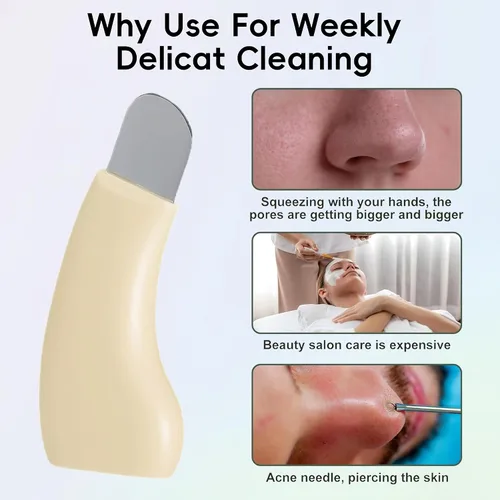Vista 2 de Herramientas removedoras de puntos negros con cepillo, raspador facial de silicona para limpieza profunda, espátula facial, removedor de puntos