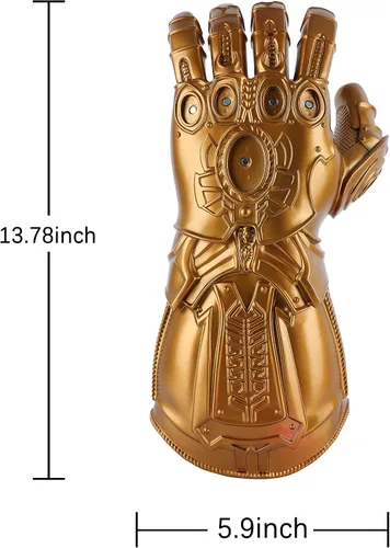Vista 2 de juyocmy Guantelete infinito de superhéroe para adultos con luz LED extraíble imán de gemas infinitas para cosplay Halloween guantelete infinito