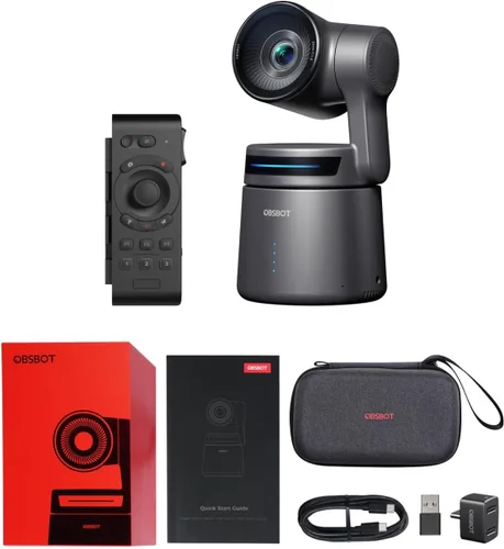 Vista 11 de OBSBOT Tiny PTZ 4K Webcam, Encuadre y enfoque automático alimentado por IA, cámara de videoconferencia 4K con micrófonos omnidireccionales duales