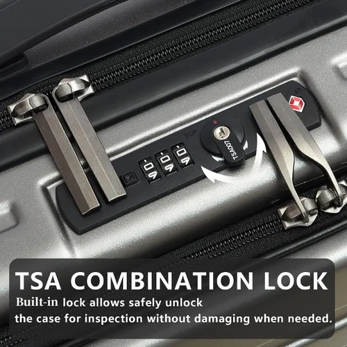 Vista 5 de TydeCkare 2028 pulgadas 202428 pulgadas ABS+PC conjunto de equipaje con ruedas giratorias TSA Lock, Gris-oscuro, Moda