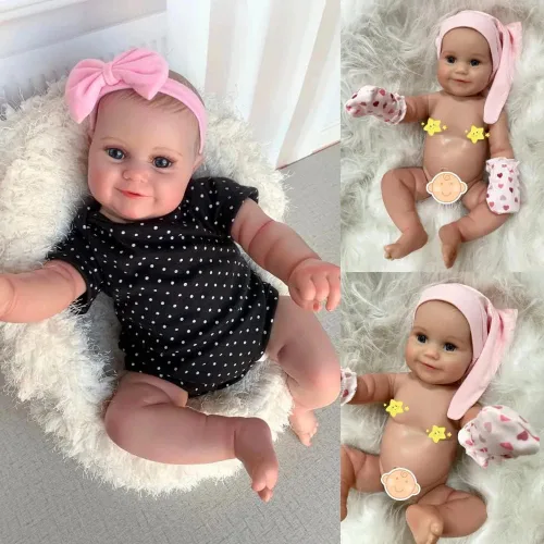 Vista 6 de iCradle Lovely Real Look Reborn Baby Doll Girl 20 pulgadas 19.7 in cuerpo completo suave vinilo muñeca bebé realista pintado pelo recién nacido