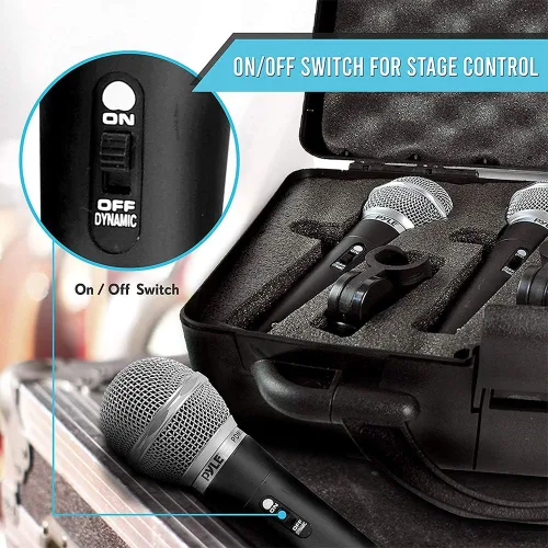 Vista 5 de Samson BL3VP Boom Stand y cable (paquete de 3) y Pyle 3 piezas Kit de micrófono dinámico profesional cardioide unidireccional Vocal Handheld MIC