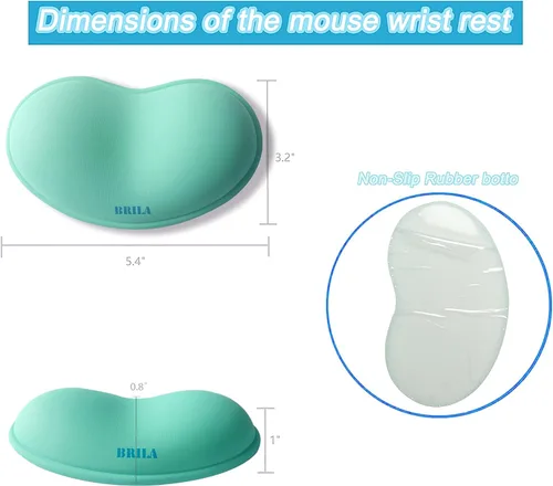 Vista 5 de BRILA Reposamuñecas ergonómico de silicona para mouse, gel de sílice refrescante, almohadilla de soporte de muñeca de piel sintética para oficina