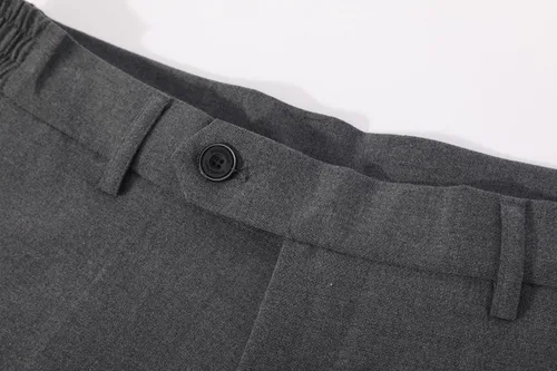 Vista 5 de Plaid&Plain Pantalones de vestir para hombre con cintura elástica y tela elástica de ajuste recto
