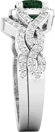 Vista 13 de Dazzlingrock Collection Juego de anillos de boda redondos de 0.228 in creados en laboratorio y diamantes blancos naturales para mujer