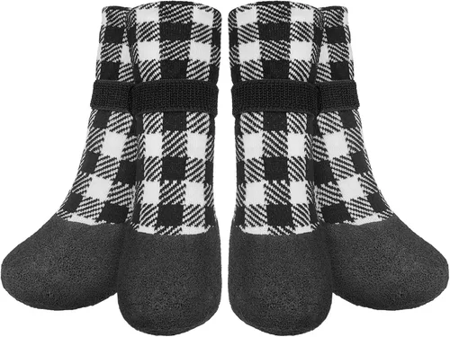 Vista 24 de BEAUTYZOO Calcetines impermeables para perros para evitar que lamen las patas, calcetines navideños para perros para suelos de madera dura