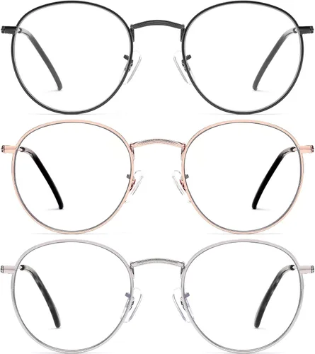 Vista 7 de Blue Light Blocking Glasses for Women Men Metal Round Frame