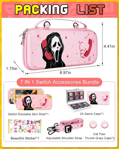 Vista 3 de Xinocy for Nintendo Switch Lite 7 in 1 Storage Accessories Kit with Travel Carrying Case+Switch Lite Protective Cover+Game Case