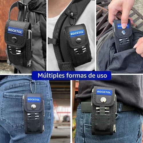 Vista 5 de ROCKTOL Funda multiherramienta para cinturón, bolsa multiherramienta de nailon 900D con 4 bolsillos, funda para cuchillos, funda de herramientas EDC