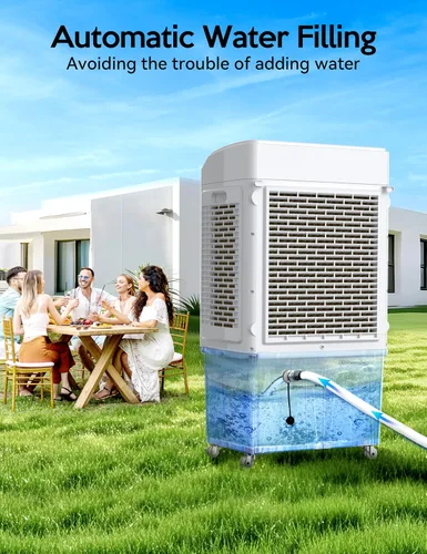 Vista 4 de VAGKRI Enfriador de aire evaporativo de 35 pulgadas, enfriador de pantano de 2800 CFM, enfriador de aire de oscilación de 120° con control remoto