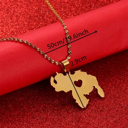 Vista 5 de Collar con colgante de mapa de Venezuela de acero inoxidable para mujeres y niñas Venezuela Mapa Joyería