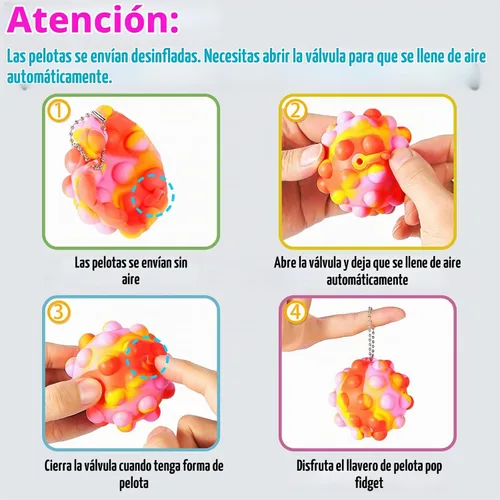 Vista 2 de Juguetes para ansiedad a granel, 4 unidades de bolas de estrés 3D, paquete
