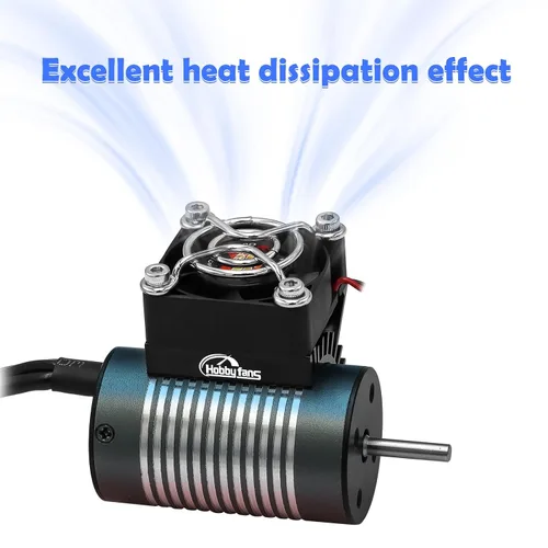Vista 5 de Disipador de calor de motor RC con ventilador de enfriamiento de 5 V, apto para 370 380 390 2838 2858 2845 disipador de calor de motor sin Negro