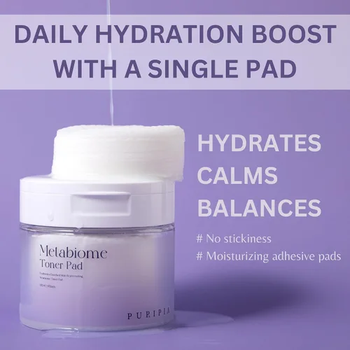 Vista 2 de Metabiome - Almohadillas de tóner coreanas para el cuidado de la piel de la cara transparente, exfoliante calmante de algodón, almohadilla