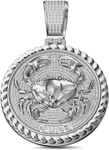 Vista 3 de VVS1 Auténtico Diamante MOISSANITA 40+ Gramos de signo de nacimiento del zodiaco de la suerte Cáncer Cangrejo Astrología Horóscopo Acabado Oro 14K