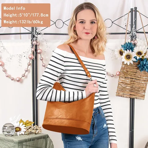 Vista 8 de FUKUYIN Bolso de mano para mujer, bolso de hombro para mujer, bolso de mano de cuero suave de poliuretano para mujer, bolso cruzado grande para mujer