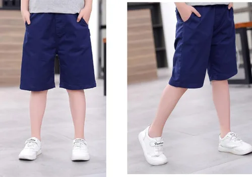 Vista 3 de ABALACOCO 2 pares de pantalones cortos de algodón de verano para niños, clásicos, elásticos, informales, deportivos, de 5 a 11 años