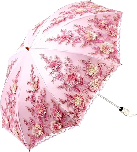 Vista 30 de Honeystore - Parasoles de encaje de flores para fiesta de boda, paraguas nupcial de encaje 01Negro