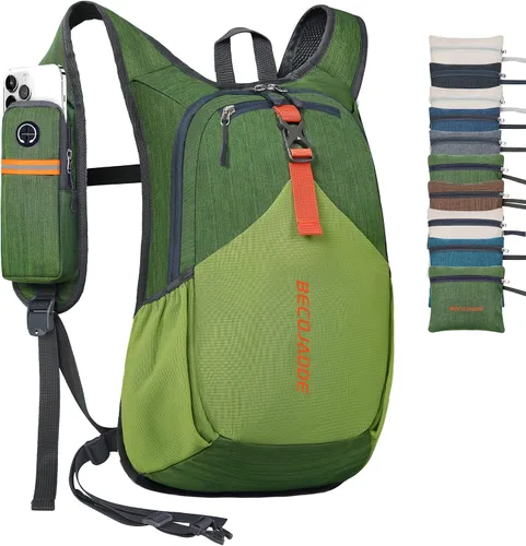 Vista 12 de BECOJADDE - Mochila de senderismo pequeña de 15 L para hombres y mujeres, plegable, ultraligera, para viajes, camping, actividades al aire libre