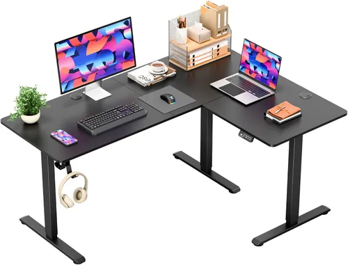 Vista 15 de Furmax 63 x 47 Inch L Shaped Standing Desk with 2 Preset Heights, Electric Height Adjustable Computer Desk, Corner Sit Stand Desk for Home Office, 2