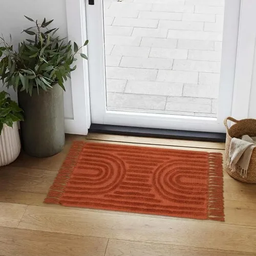 Vista 2 de LEEVNA - Alfombra de baño lavable estilo bohemio de 2 x 3 pulgadas, tejida