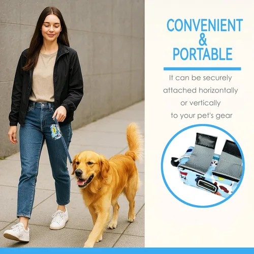 Vista 4 de Soporte para bolsa de golosinas y excrementos para perro, 2 bolsas impermeables con cremallera para accesorios de paseo de mascotas